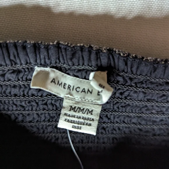 American Eagle NEW Black Plaid Square Neck Tank Crop Top Size Medium - Picture 4 of 9